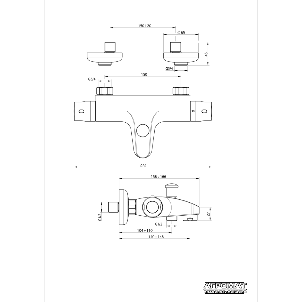 Смеситель для ванны PRIMERA Piano 10270014
