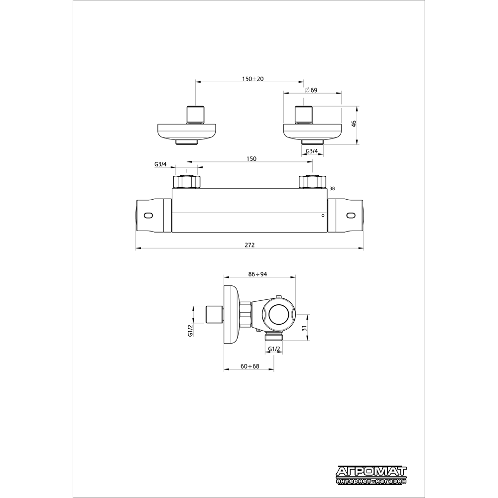 Смеситель для душа PRIMERA Piano 10260014