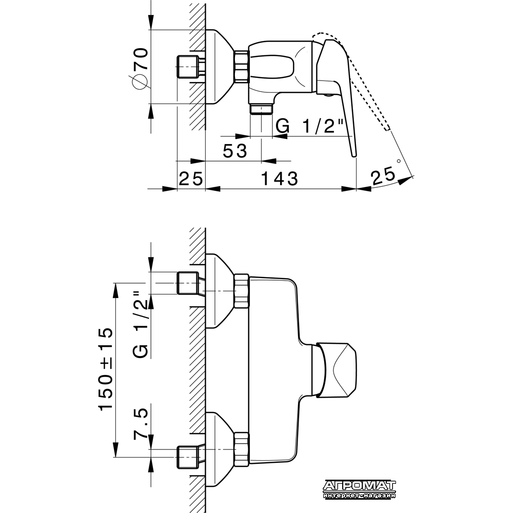 Смеситель для душа PRIMERA Piano 10140014