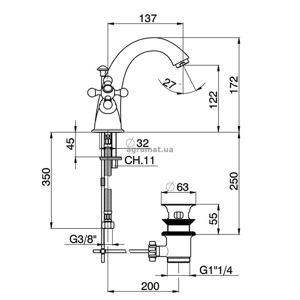 Смеситель для раковины Devit Charlestone CN60151019B