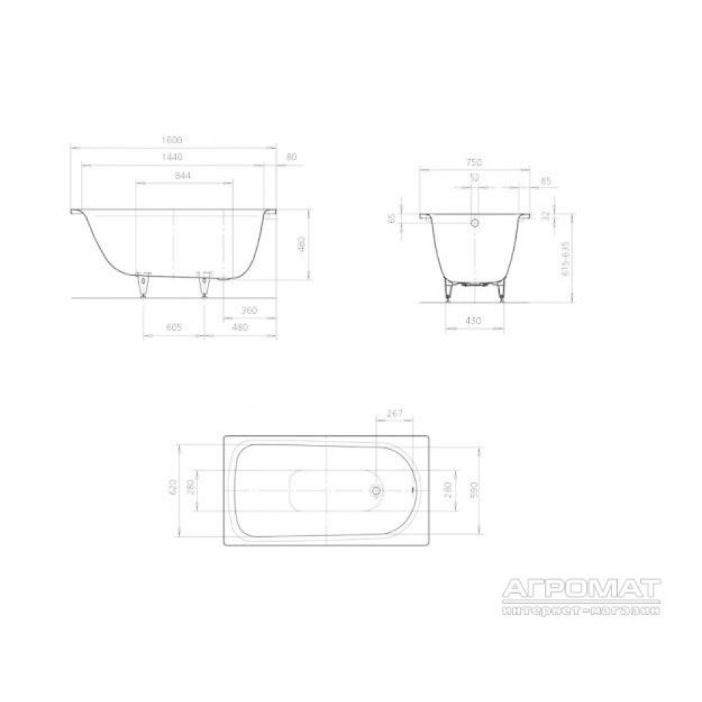 Стальная ванна Kaldewei Saniform plus 113800013001 160x75 см