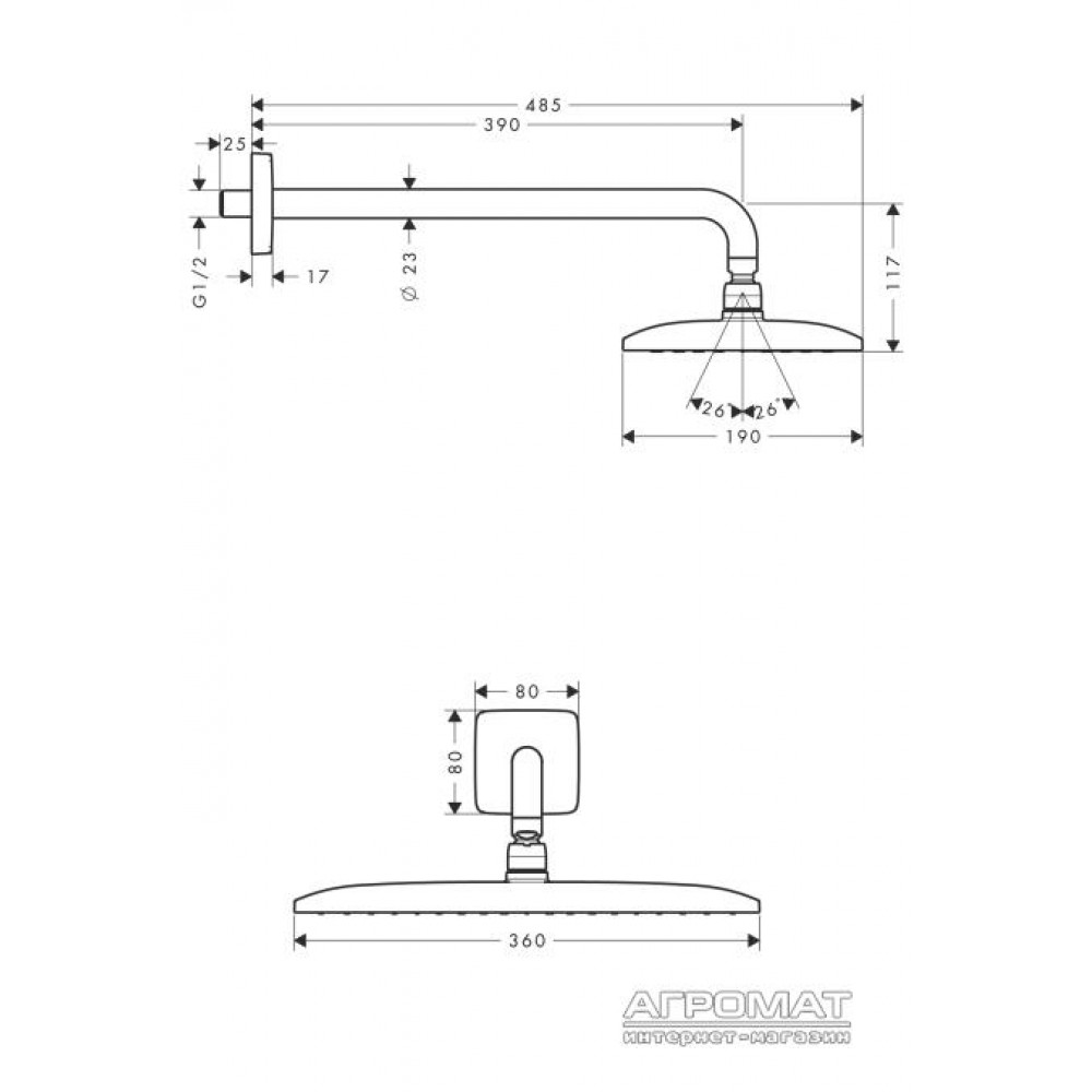 Верхний душ Hansgrohe Raindance 27376000