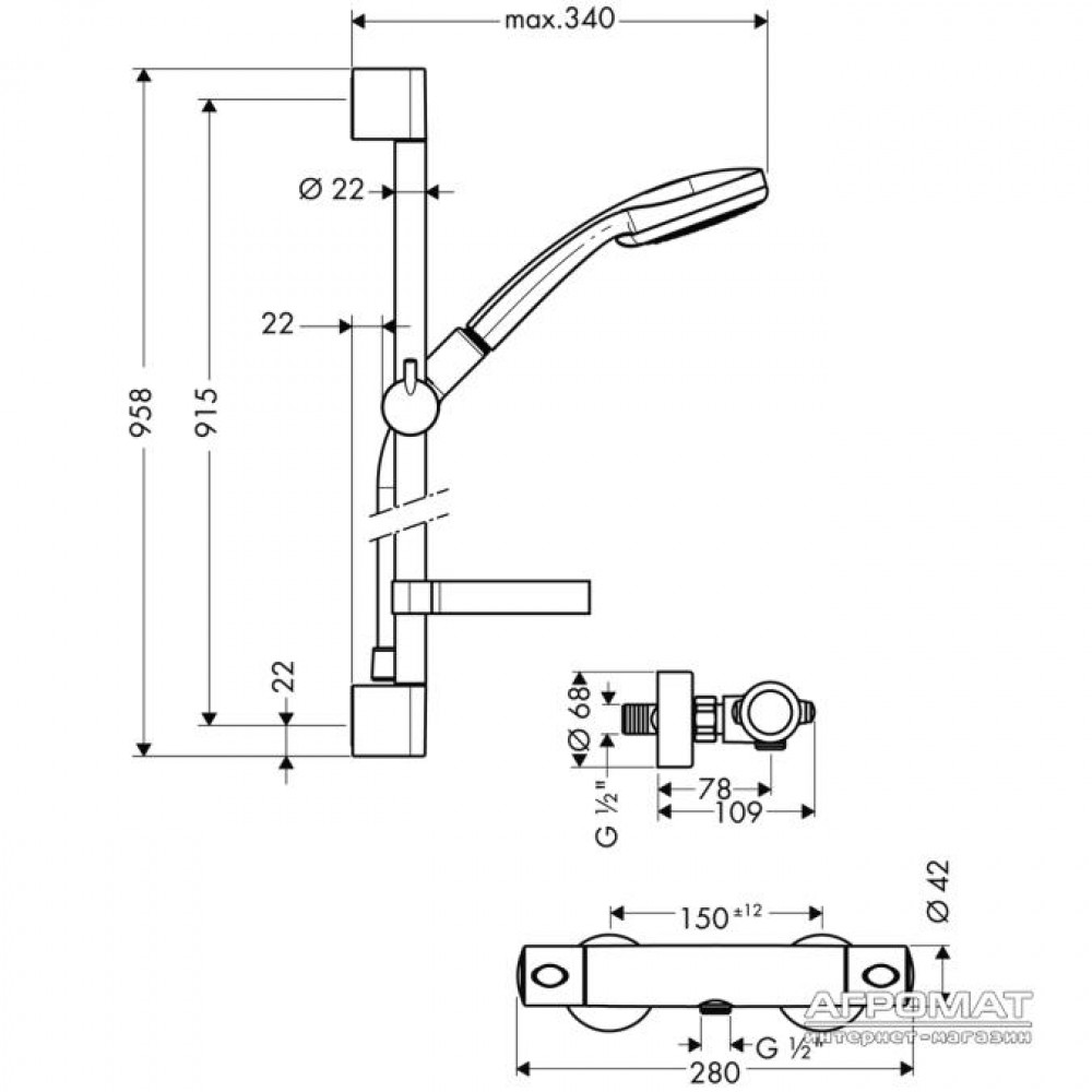 Душевая система Hansgrohe Croma 27085000