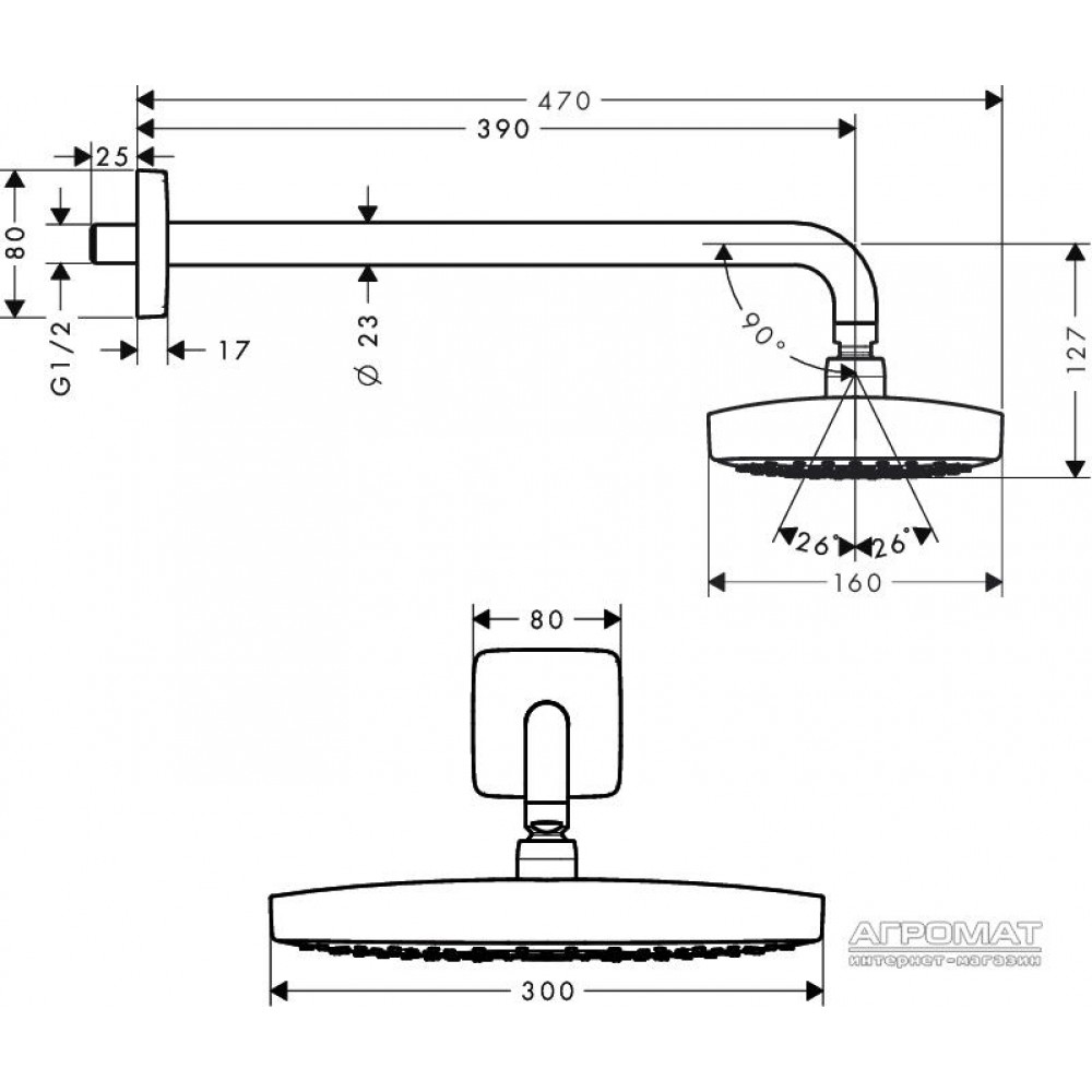 Верхний душ Hansgrohe Raindance Select 27385000