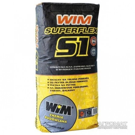 Строительная химия Клей WIM SUPERFLEX S1/25кг (сірий)