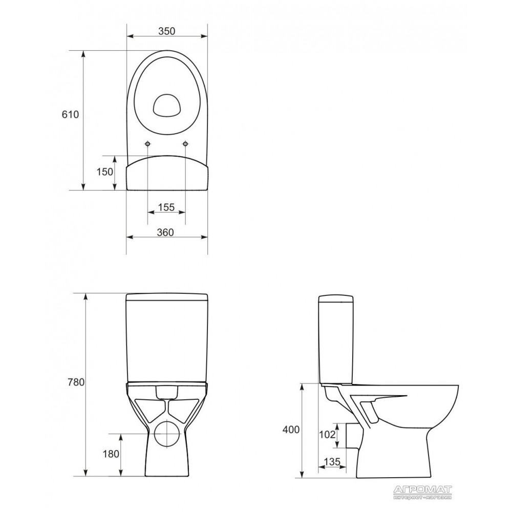 Компакт Cersanit Parva 011 с крышкой из дюропласта
