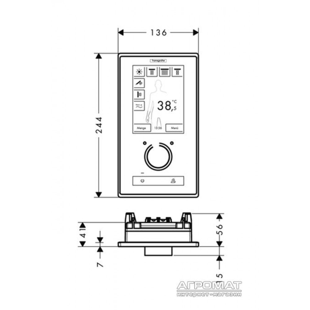 Душевая система Hansgrohe PuraVida 15842400 RainBrain Наружная часть душевой системы
