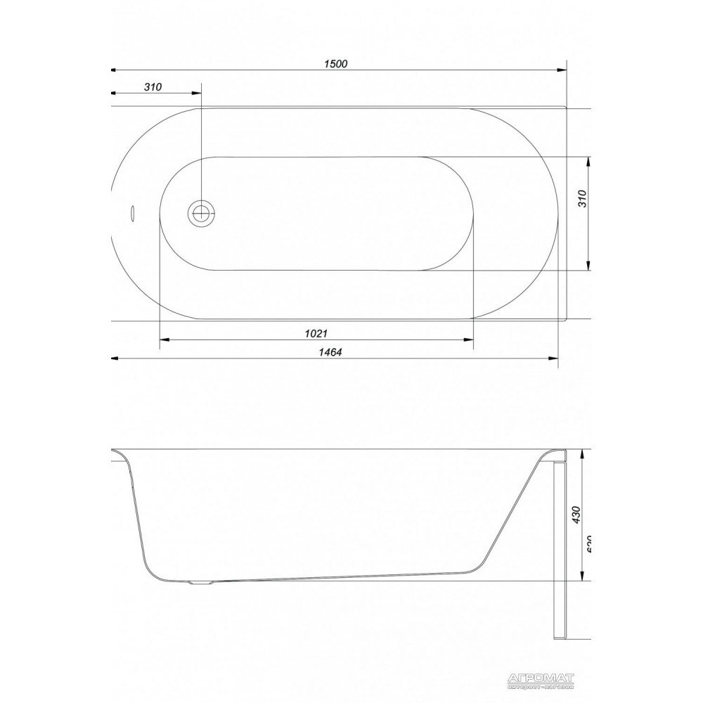 Акриловая ванна Cersanit Octavia 150x70 см