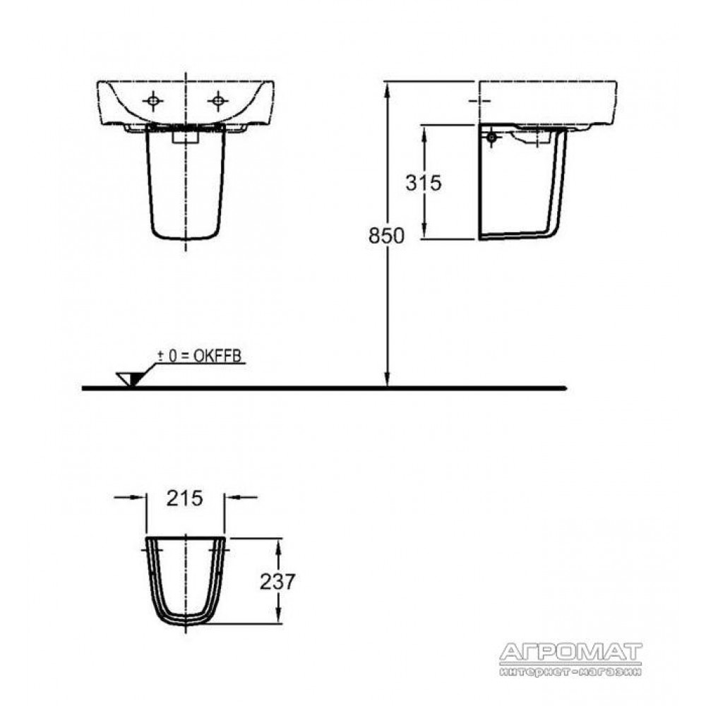 Полупьедестал Keramag Renova Nr.1 Plan 292150