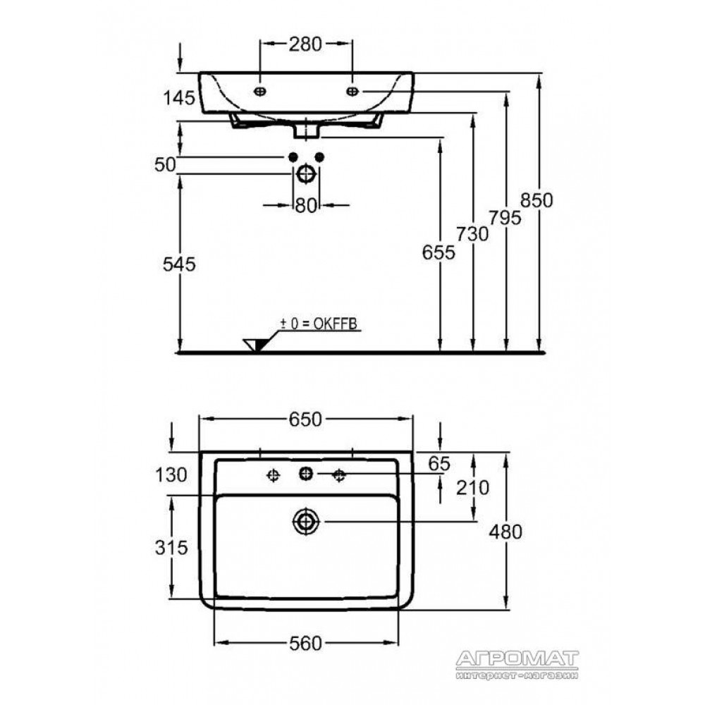 Раковина Keramag Renova Nr.1 Plan 2222651 65 см