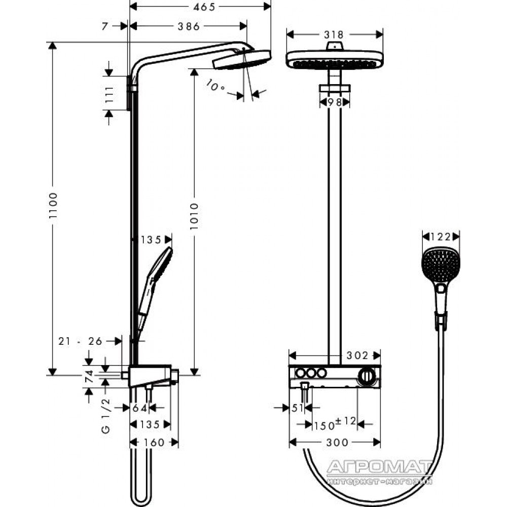 Душевая система Hansgrohe Raindance Select 27127400