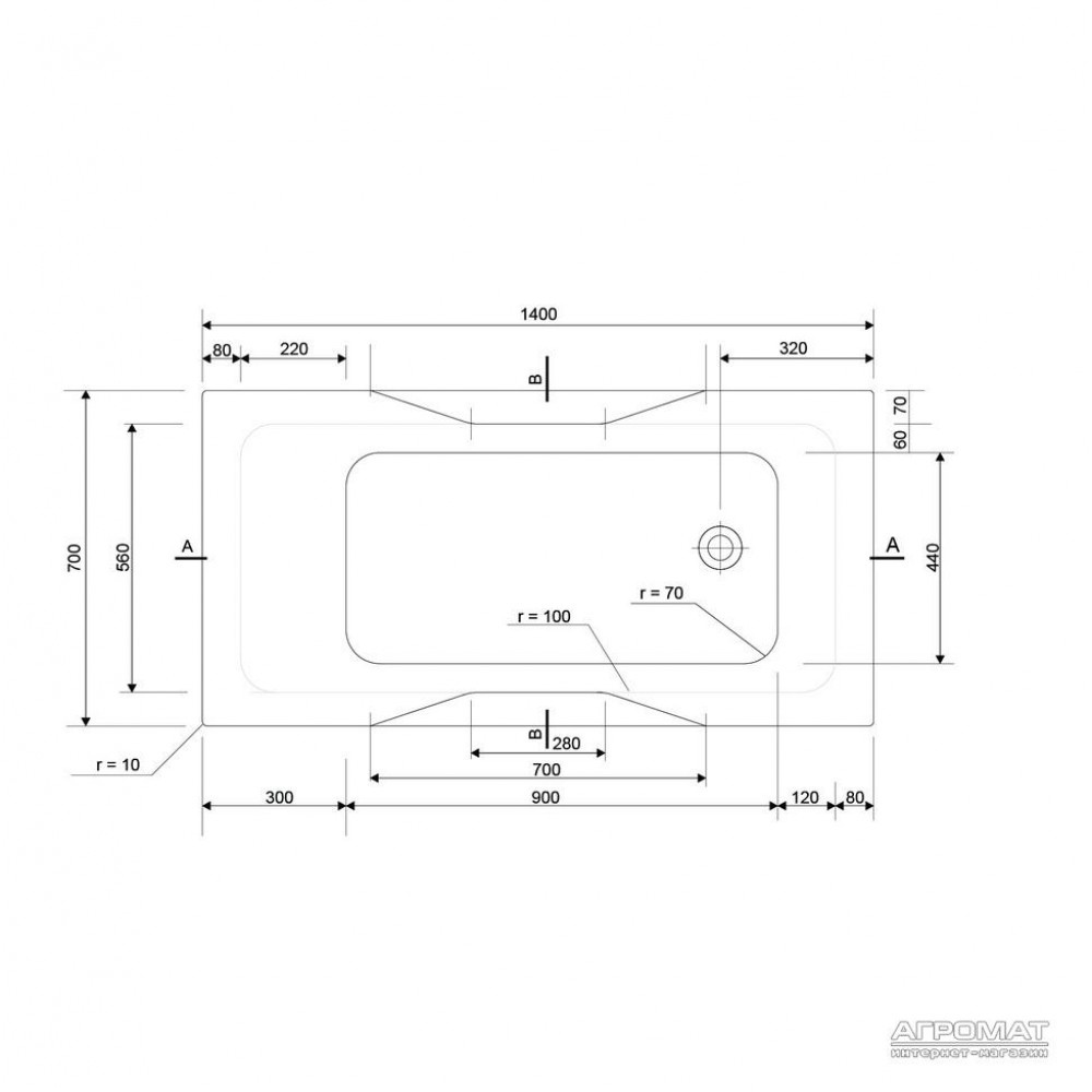 Акриловая ванна Cersanit Pure 140x70 см