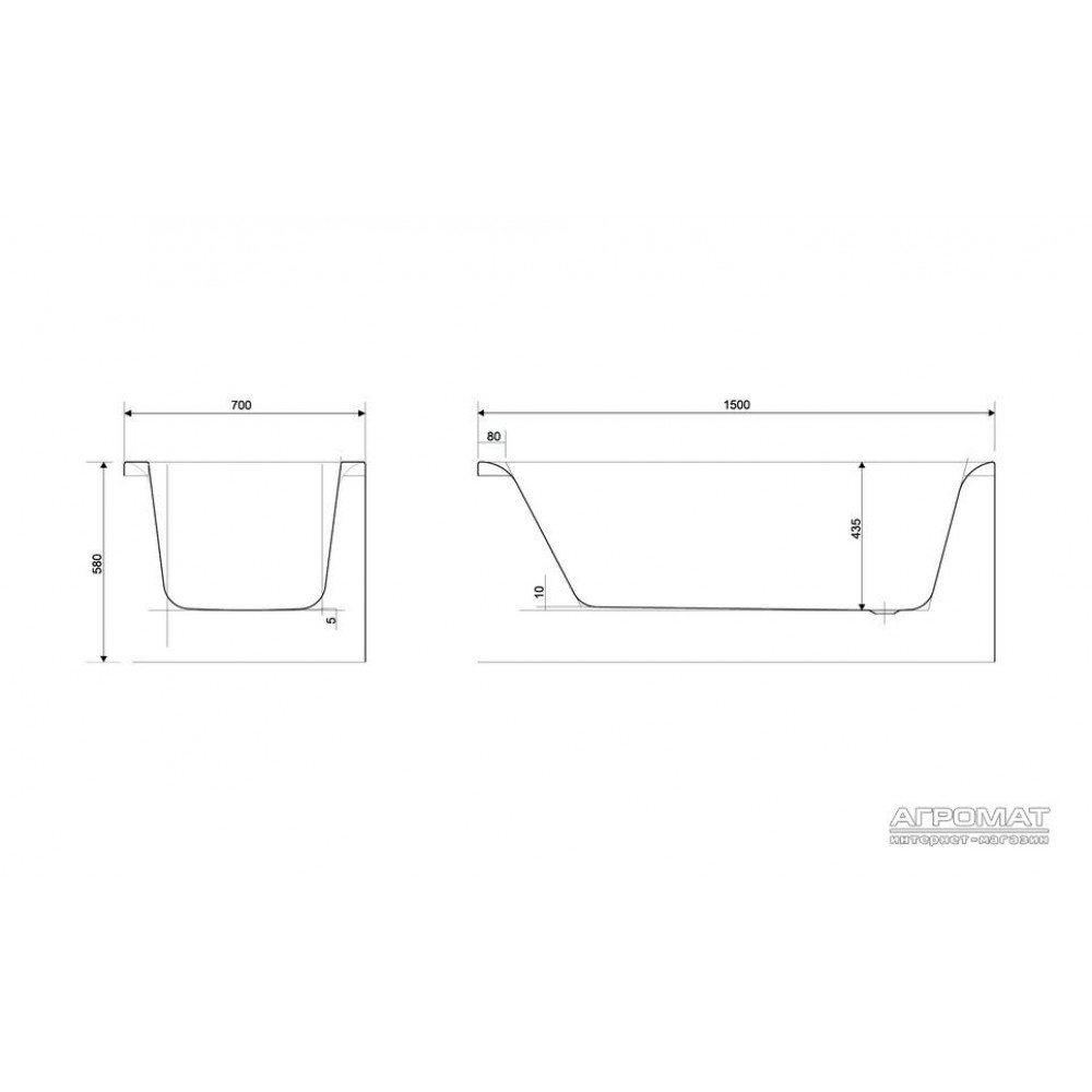 Акриловая ванна Cersanit Pure 150x70 см