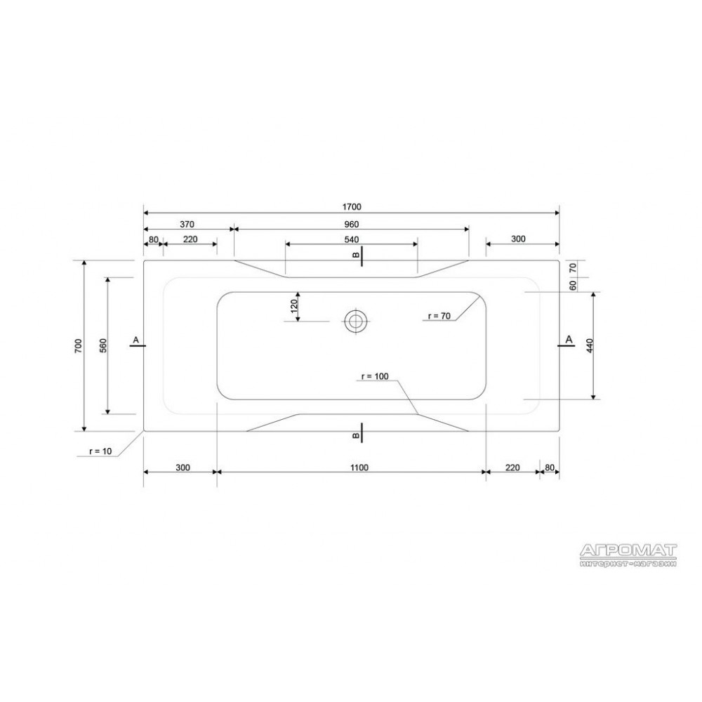 Акриловая ванна Cersanit Pure 170x70 см