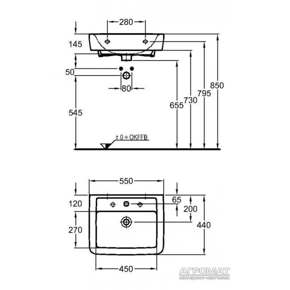 Раковина Keramag Renova Nr.1 Plan 222255 55 см