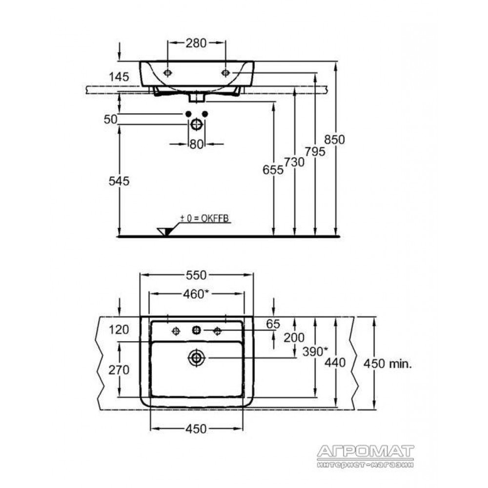 Раковина Keramag Renova Nr.1 Plan 225155 55 см