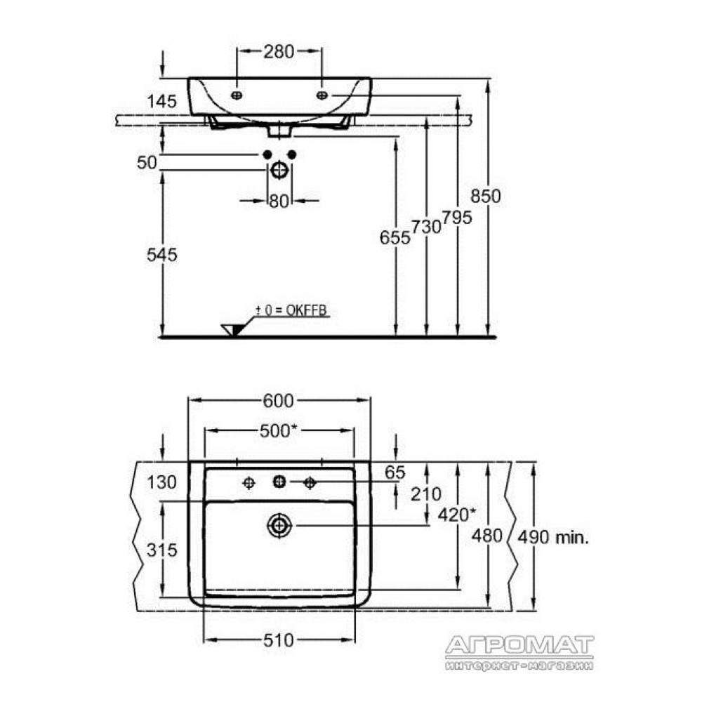 Раковина Keramag Renova Nr.1 Plan 225160 60 см