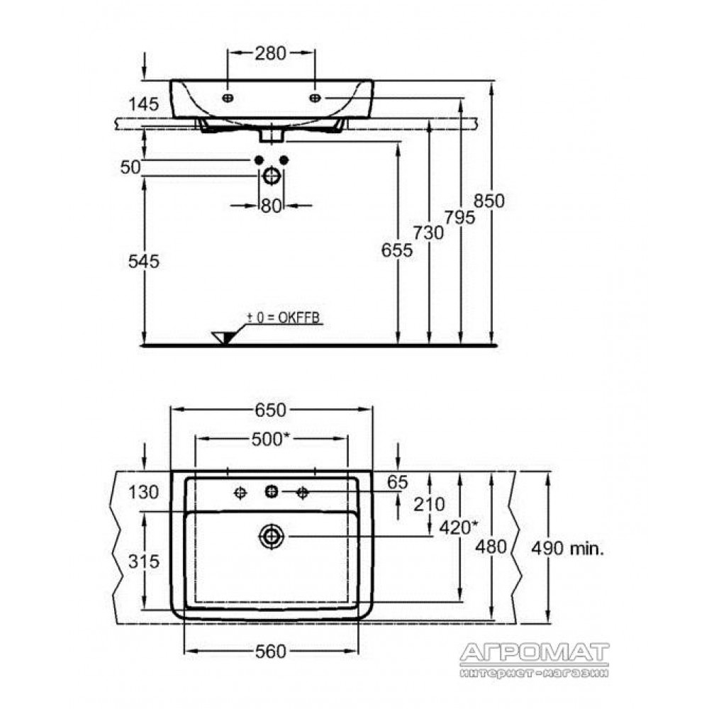 Раковина Keramag Renova Nr.1 Plan 225165 65 см