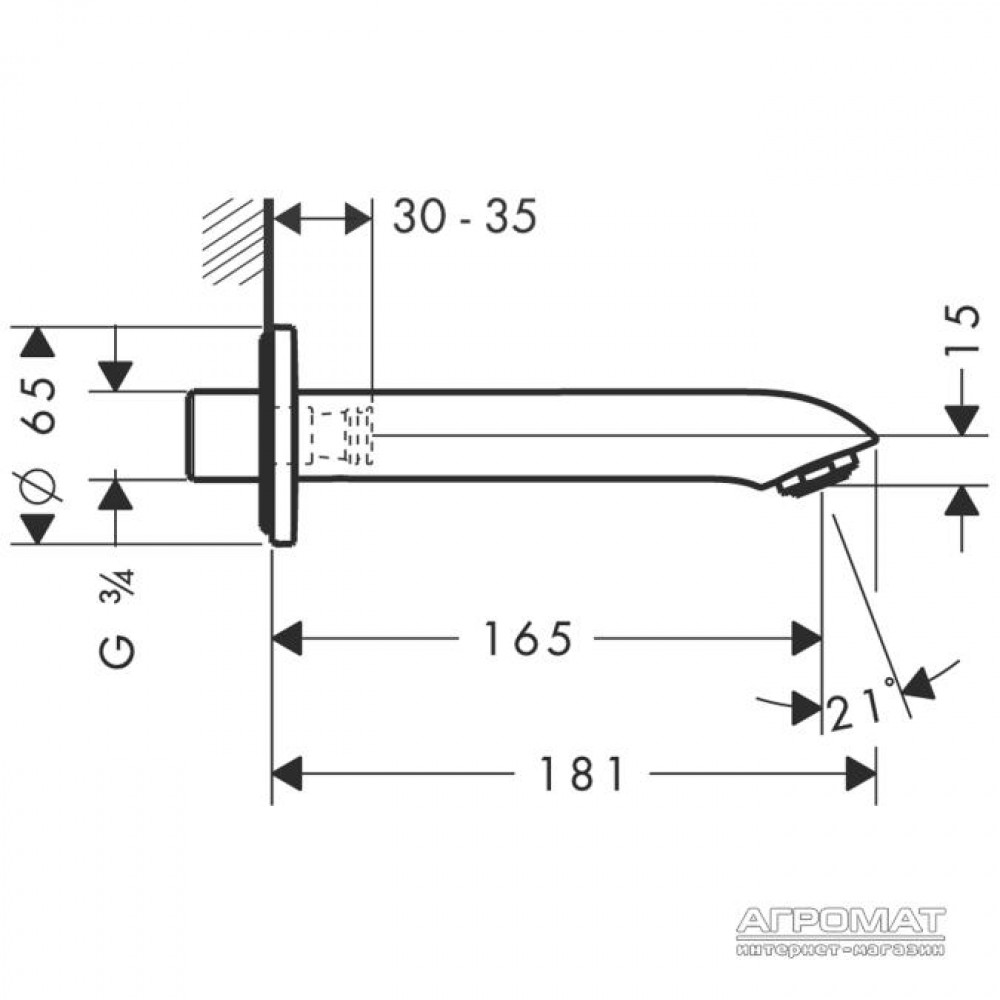 Наружная часть Hansgrohe Metris 31494000 Вилив д/ванни