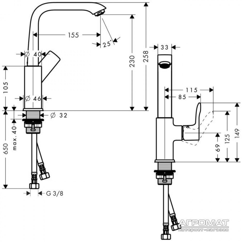 Смеситель для раковины Hansgrohe Metris 31081000