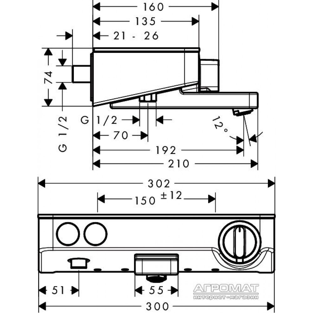 Смеситель для ванны Hansgrohe Shower Tablet Select 13151000