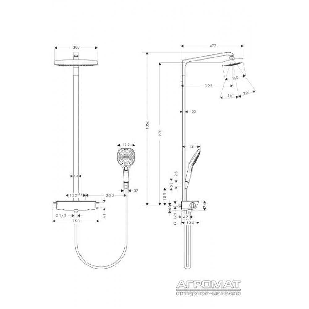 Душевая система Hansgrohe Raindance Select 27128400