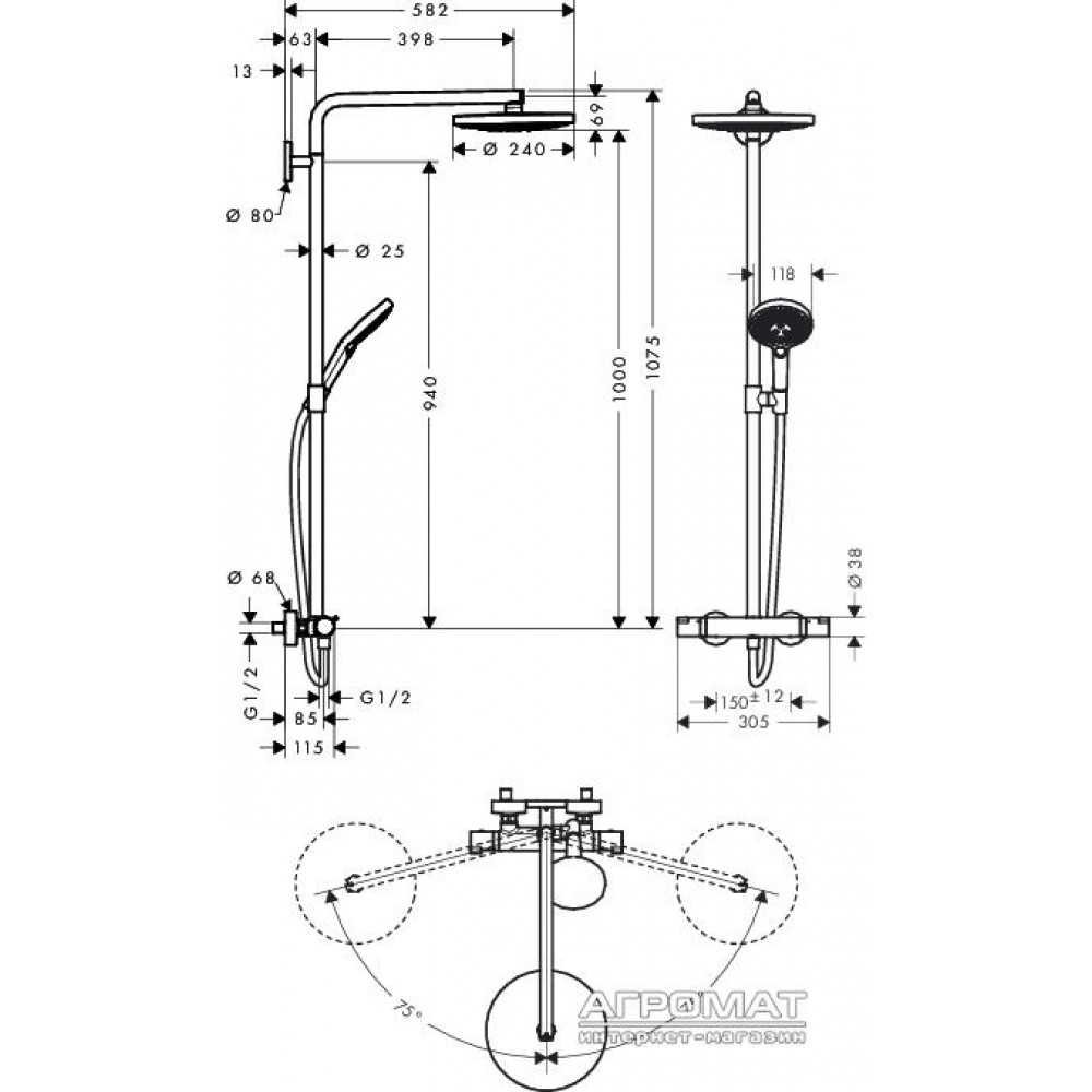 Душевая система Hansgrohe Raindance Select 27129400
