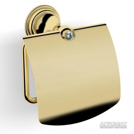 Держатель туалетной бумаги Langberger 2122241A-PVDG- CLASSIC GOLD Бумагодержатель с крышкой, золото, Swarovski