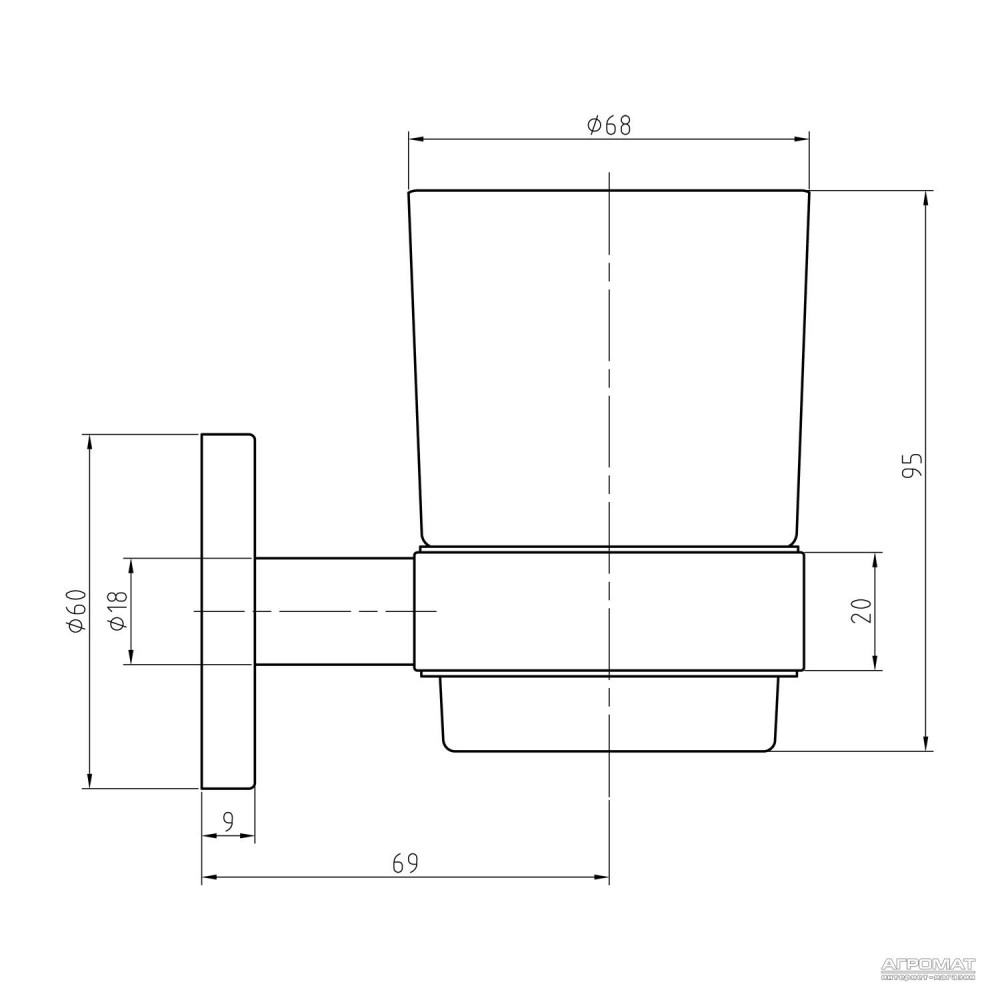 Langberger 2110811A Hotel Line Стакан с держателем, хром