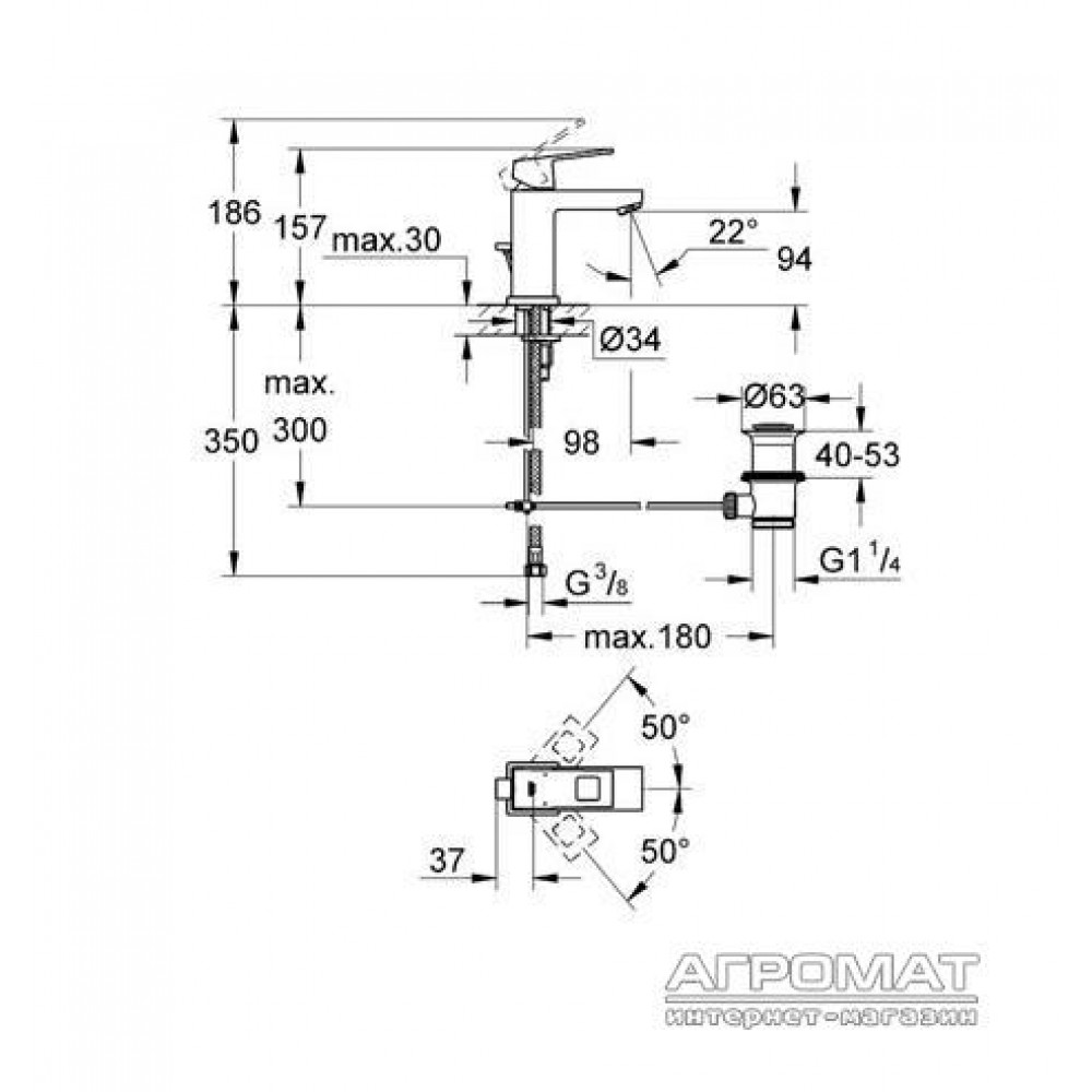 Смеситель для раковины Grohe Eurocube 23127