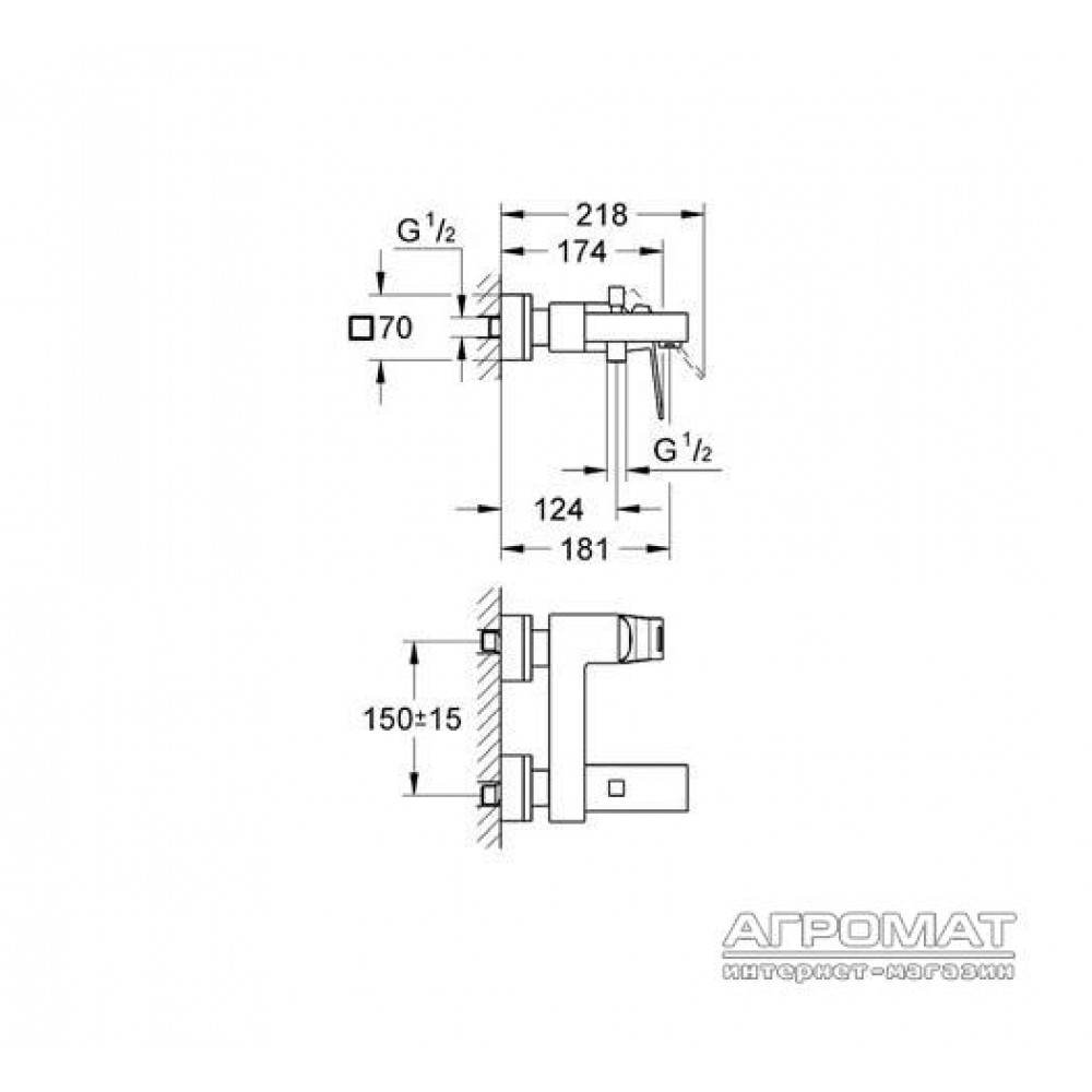 Смеситель для ванны Grohe Eurocube 23140