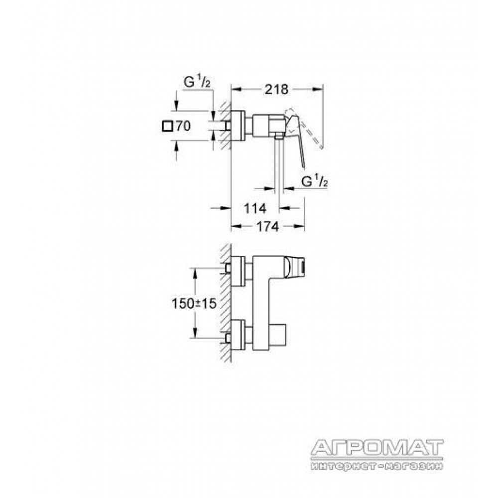 Смеситель для душа Grohe Eurocube 23145