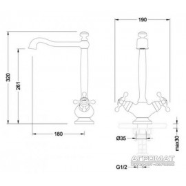 Смеситель для раковины Devit Charlestone Ceramic 805X1142G
