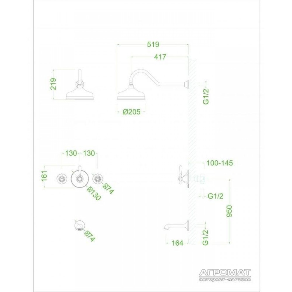 Душевая система Devit Charlestone Ceramic 80530142