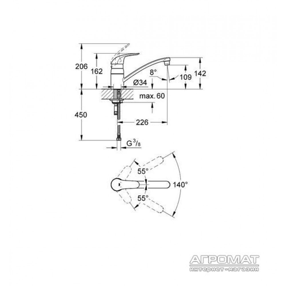 Смеситель для кухни Grohe Euroeco 32750