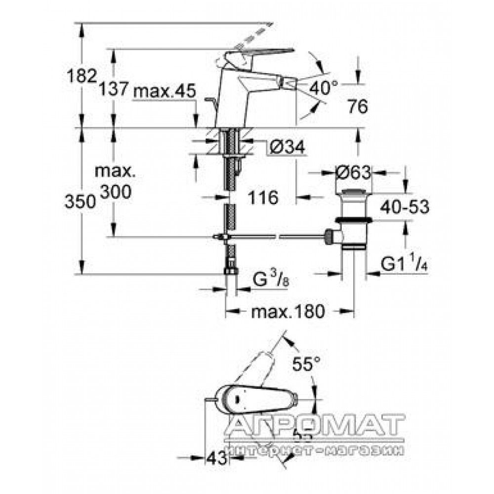 Смеситель для биде Grohe Eurodisc cosmopolitan 33244002