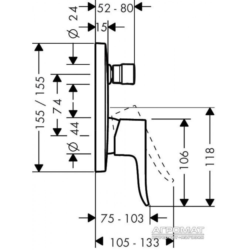 Наружная часть Hansgrohe Metris 31454000