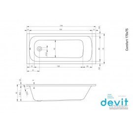 Акриловая ванна Devit Comfort 17075123 170х75 см