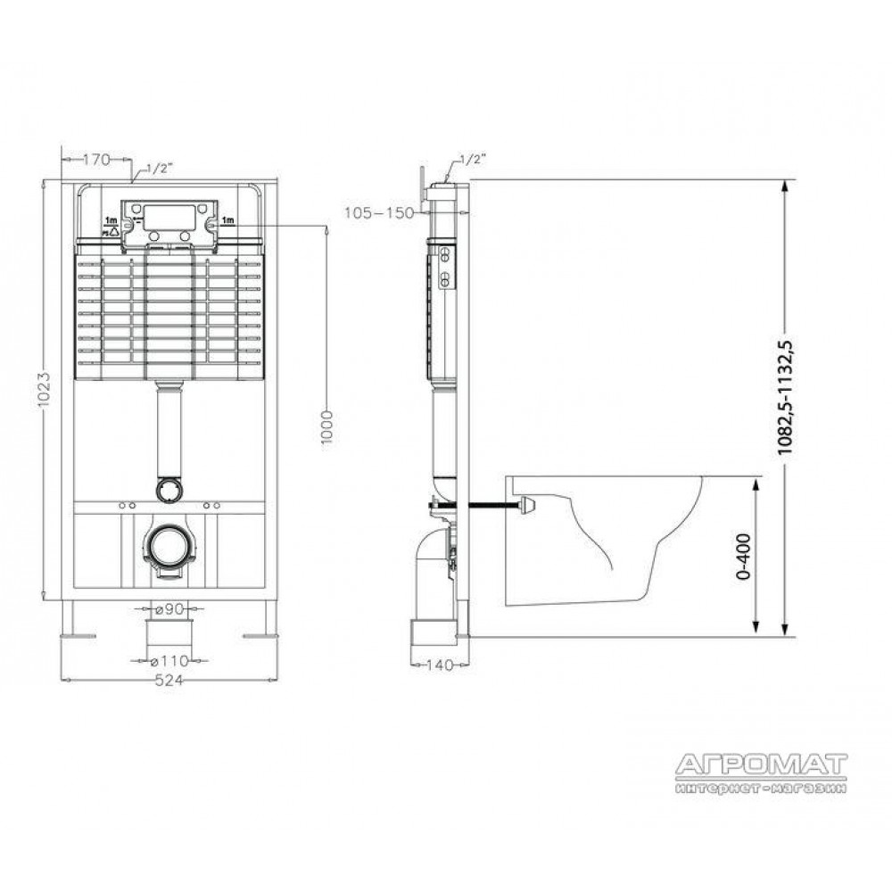 Инсталляция Cersanit SLIM&SILENT K97-066 без кнопки