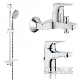 Набор смесителей Grohe Bau Flow 121624 Набор: смеситель для раковины, смеситель для душа, душевой гарнитур