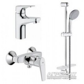 Набор смесителей Grohe Bau Flow 121630 Набор: смеситель для раковины, смеситель для душа, душевой гарнитур