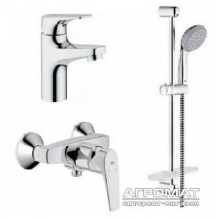 Набор смесителей Grohe Bau Flow 121630 Набор: смеситель для раковины, смеситель для душа, душевой гарнитур