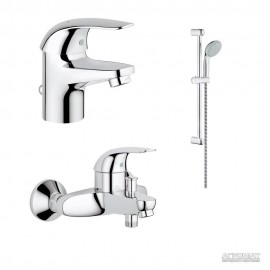 Набор смесителей Grohe Euroeco 121637 Набор: смеситель для раковины, смеситель для душа, душевой гарнитур