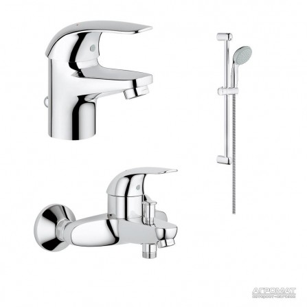 Набор смесителей Grohe Euroeco 121637 Набор: смеситель для раковины, смеситель для душа, душевой гарнитур