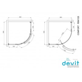 Душевая кабина Devit Comfort FEN1123 1/4 круга 90х90 см