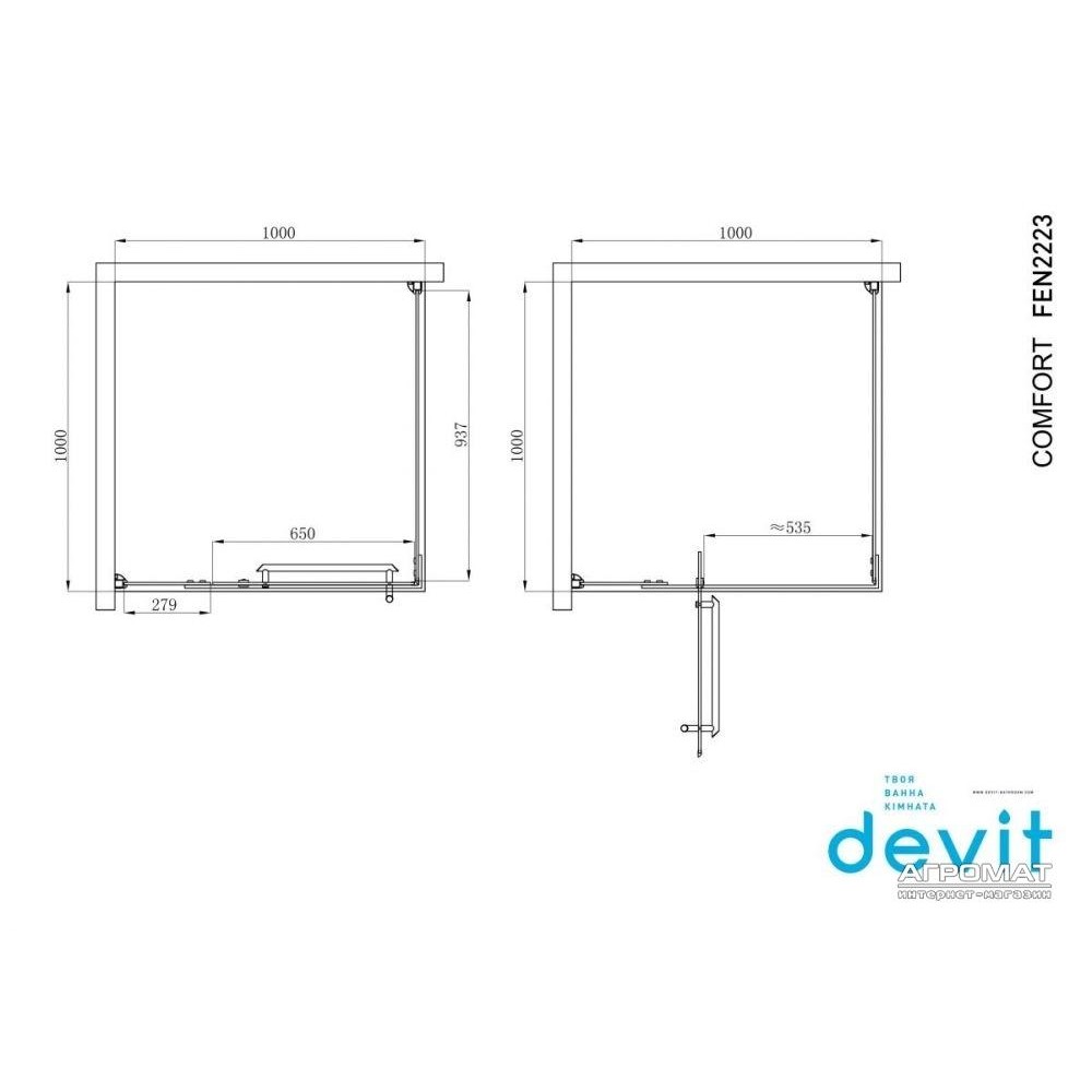 Душевая кабина Devit Comfort FEN2223 квадратная 100х100 см