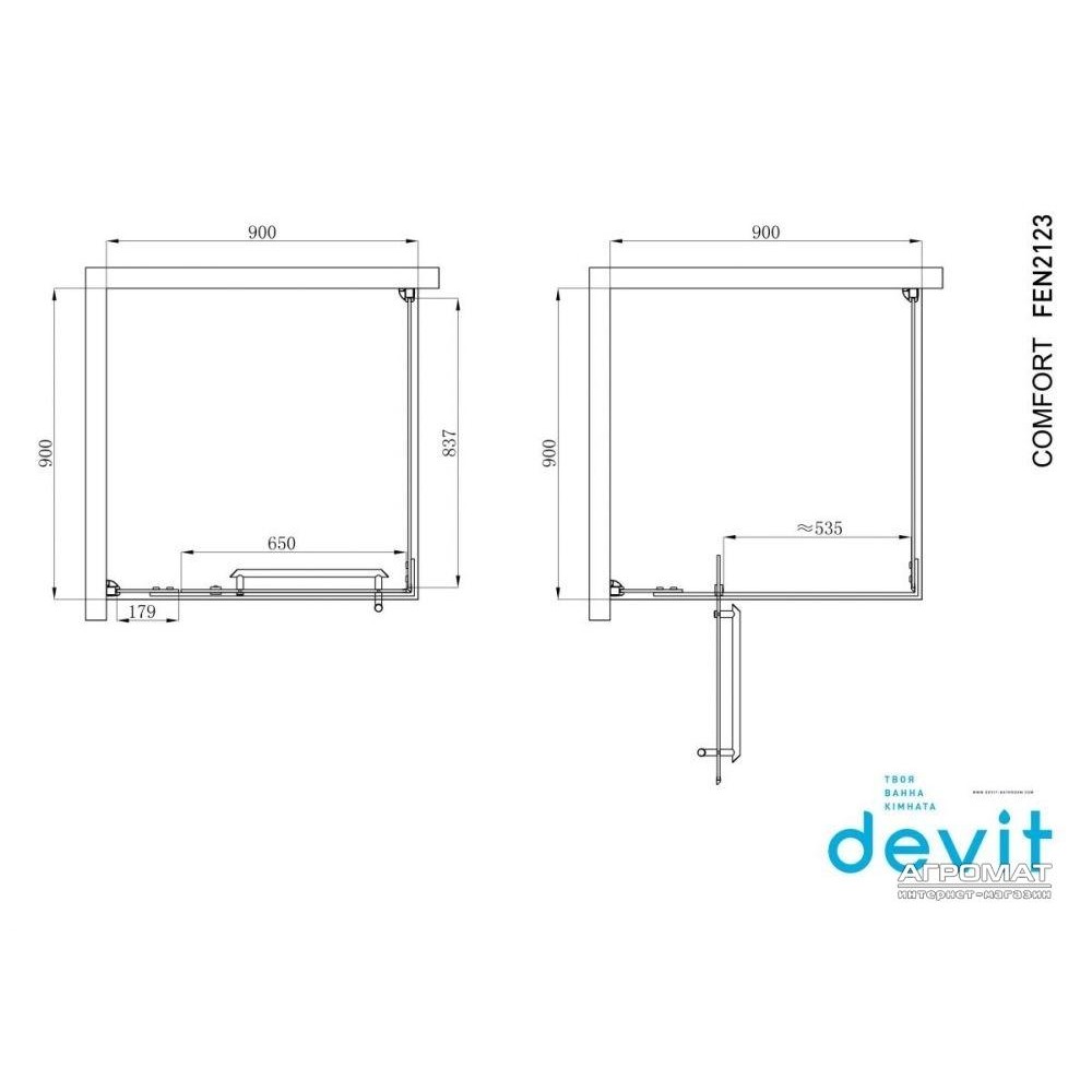 Душевая кабина Devit Comfort FEN2123G квадратная 90х90 см