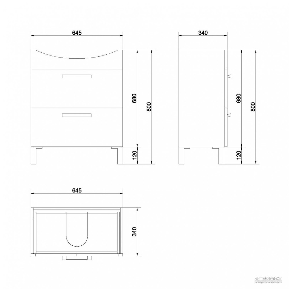 Тумба для раковины Cersanit Mesta 70 темный ясень