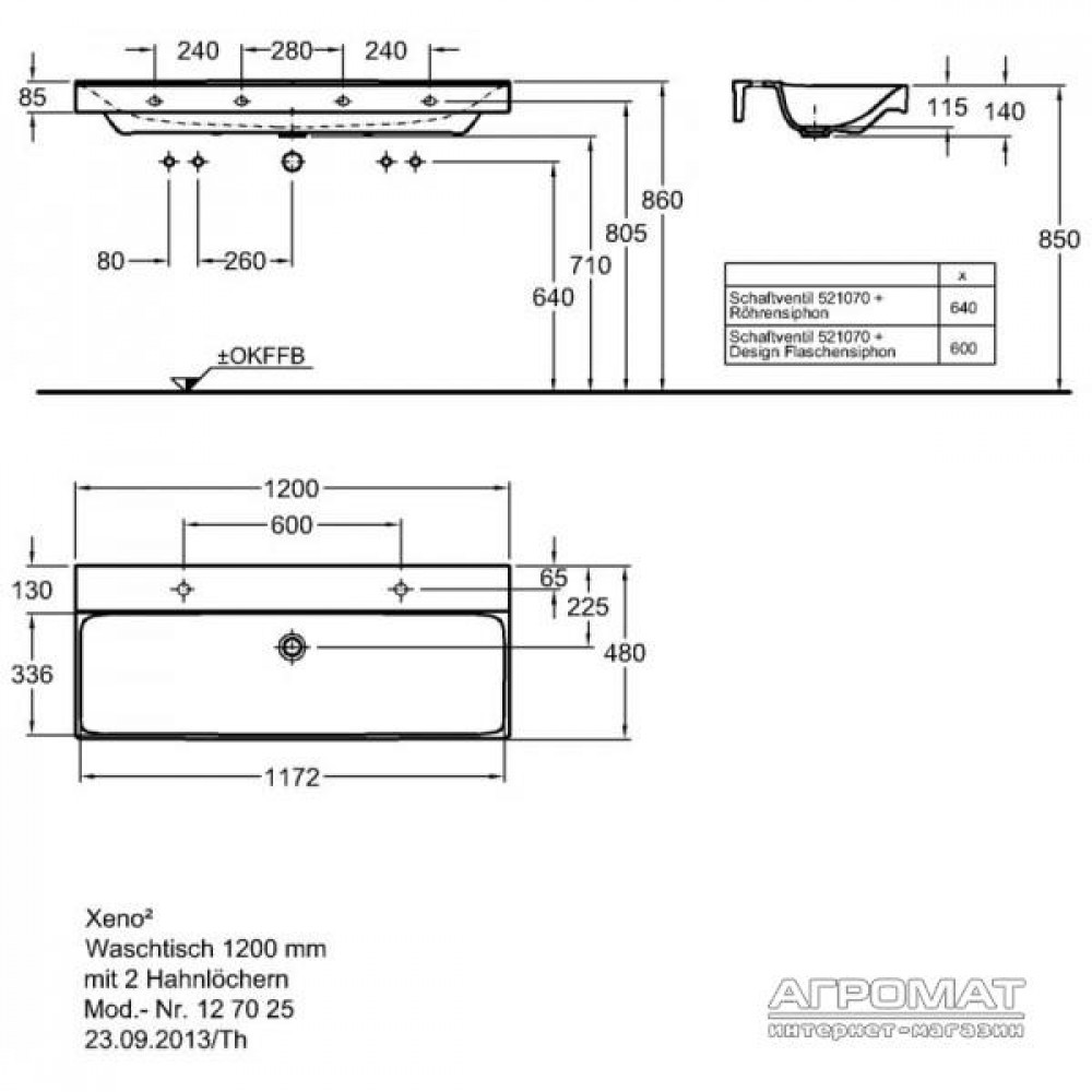 Раковина Keramag Xeno2 127025-000 120 см