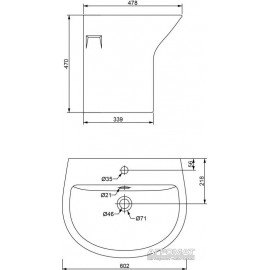Раковина Devit Aurora 2.0 1110128 60 см